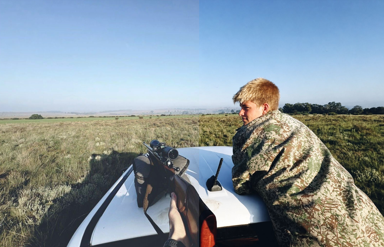 Father and son preparing for the hunt